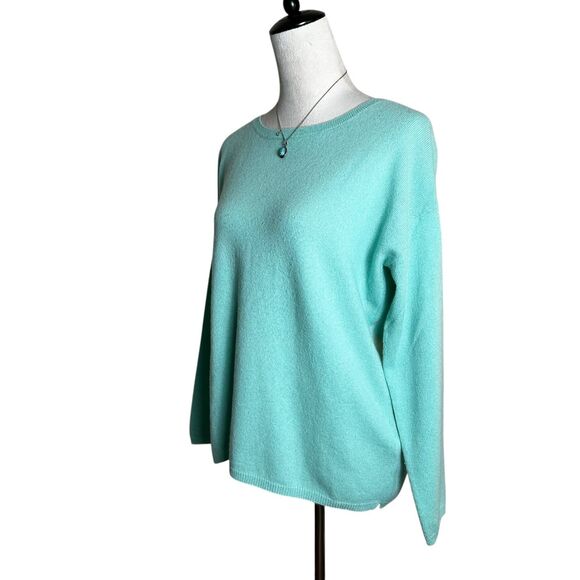 ALLUDE Seafoam Mint Green Cashmere Knit Relaxed Sweater Sz Medium Designer Luxe - Picture 4 of 7